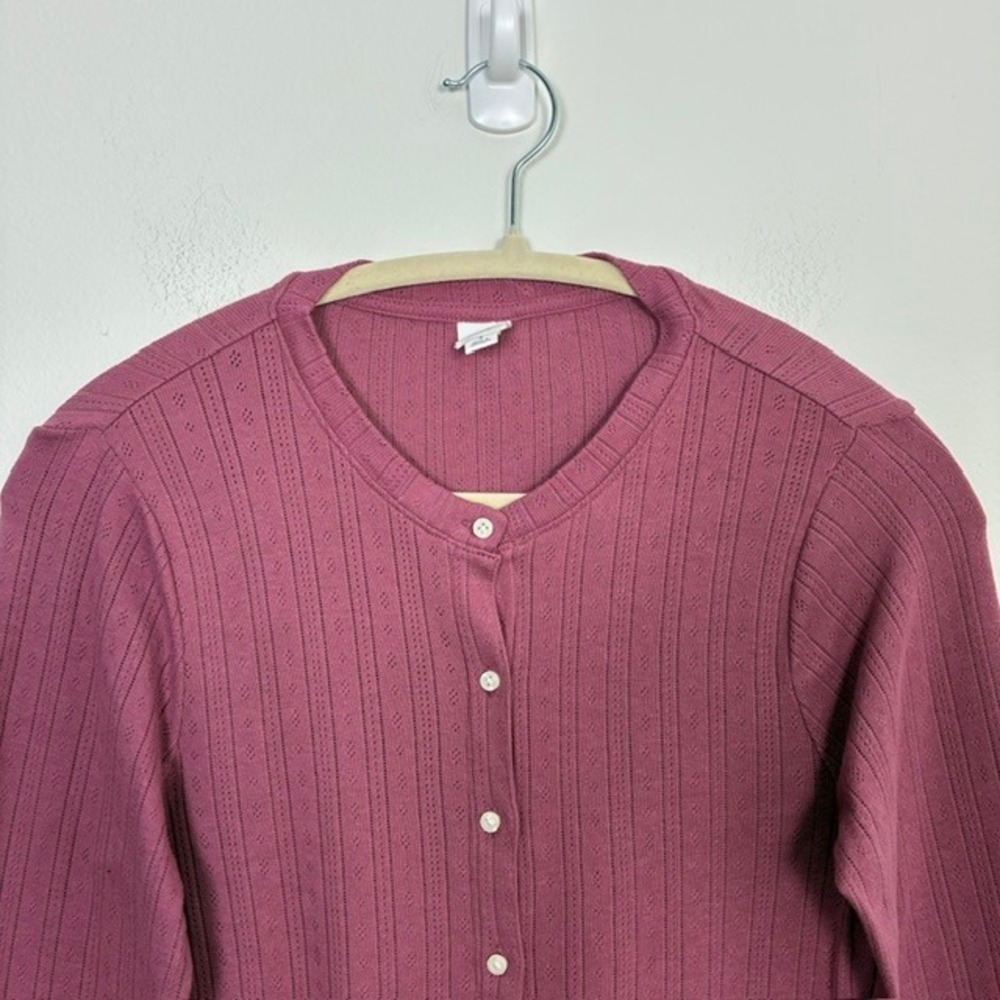 Gap Rose Pointelle Knit Button Front Cardigan Long Sleeve Cotton Women's S 90s - Picture 3 of 7